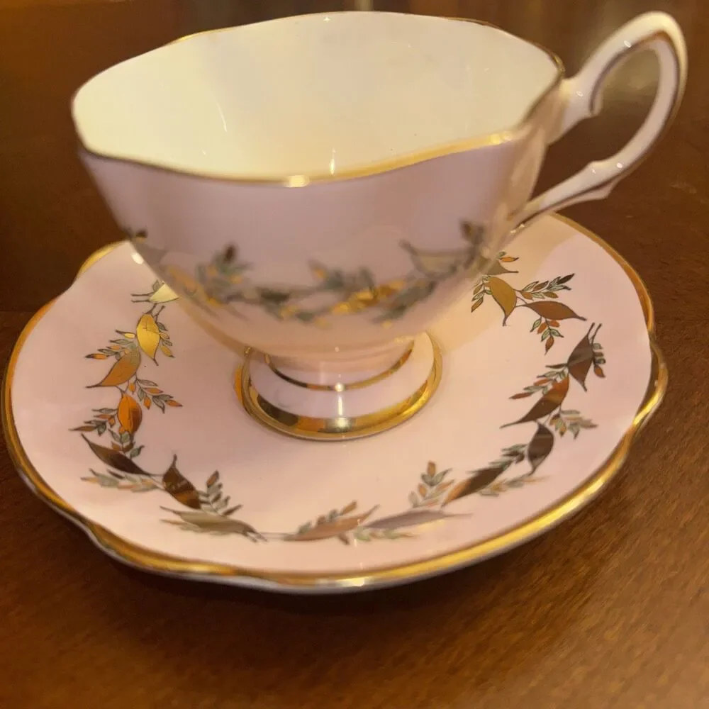 Salisbury Bone China Teacup & Saucer  Multicolor Floral England 2292